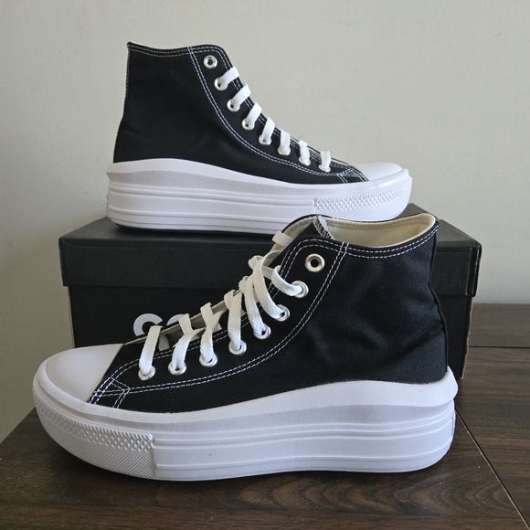 Converse CTAS Move HI Shoes Womens Size 9.5 Black Natural Ivory White 568497C - Picture 3 of 9